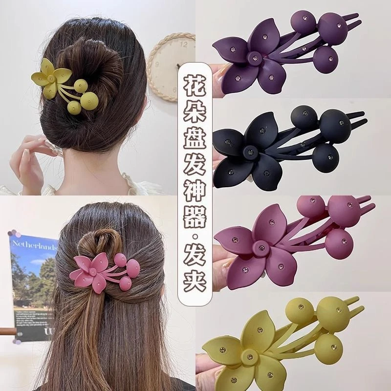 新款樱桃抓夹发夹女盘发后脑勺网红头饰水钻发卡子韩国大号鸭嘴夹