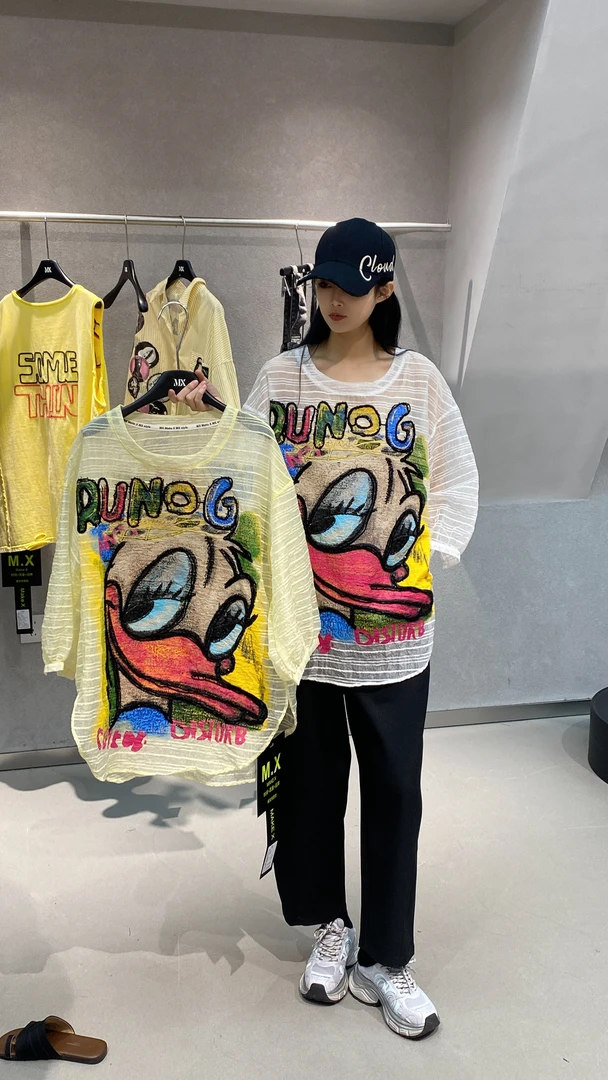 杨杨 MX-38061欧货重工鸭子T上衣