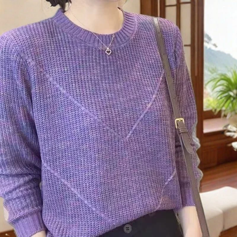 【星空幻彩】圆领早春新款韩版彩色漂亮棉衫百搭女士宽松圆领针织衫