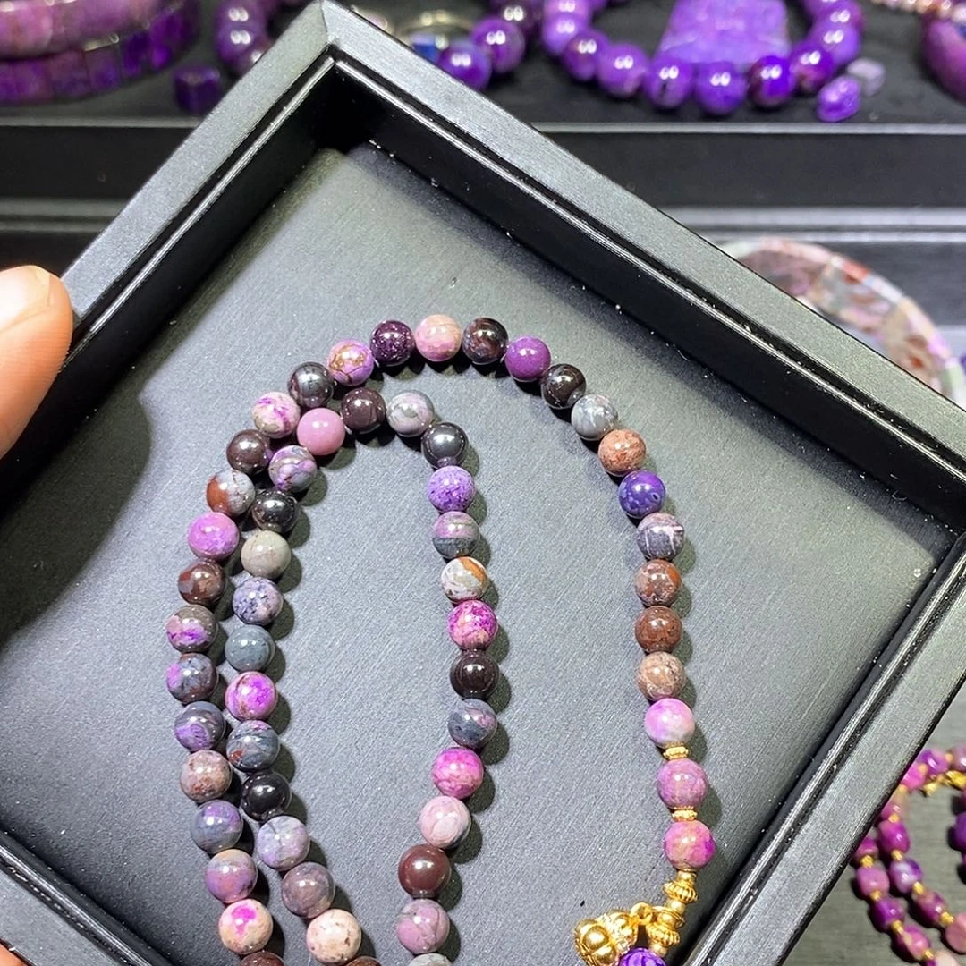 苏纪石（舒俱来）未镶嵌南非舒俱来泥地樱花圆珠直链