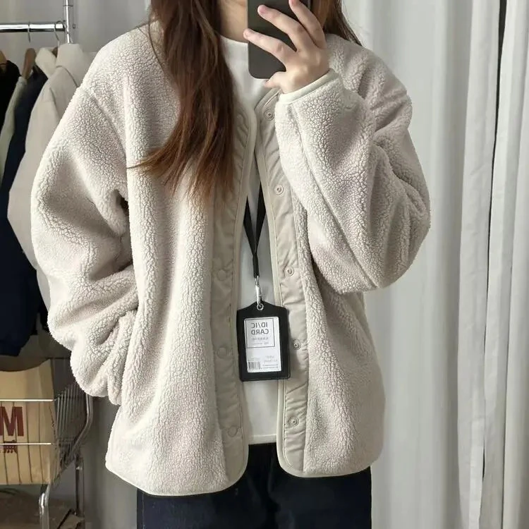 冬季韩版百搭羊羔绒外套复古加厚两面穿宽松夹克上衣