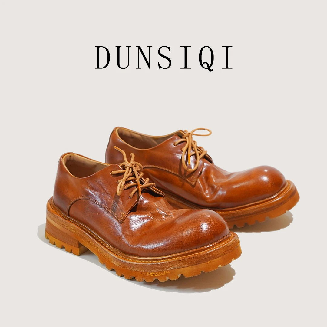 【DUNSIQ】0186手工马臀皮真皮大底春季小单鞋男女同款小皮鞋乐福鞋