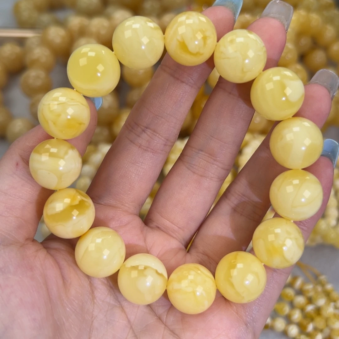 琥珀未镶嵌手链30.6白蜡妖花
