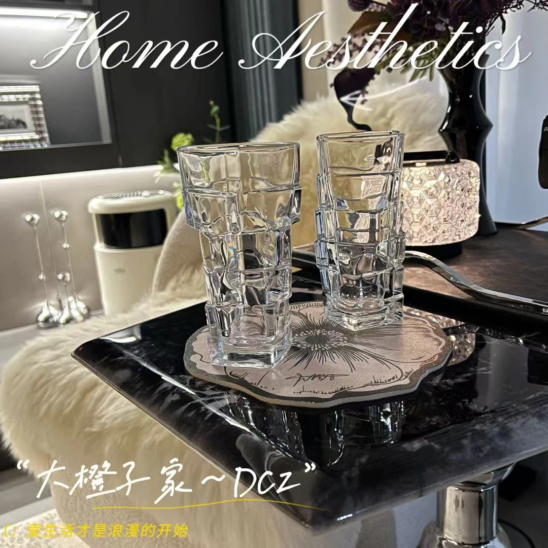 【两只装】轻奢高档冰块杯玻璃小众设计果汁杯桌面摆件