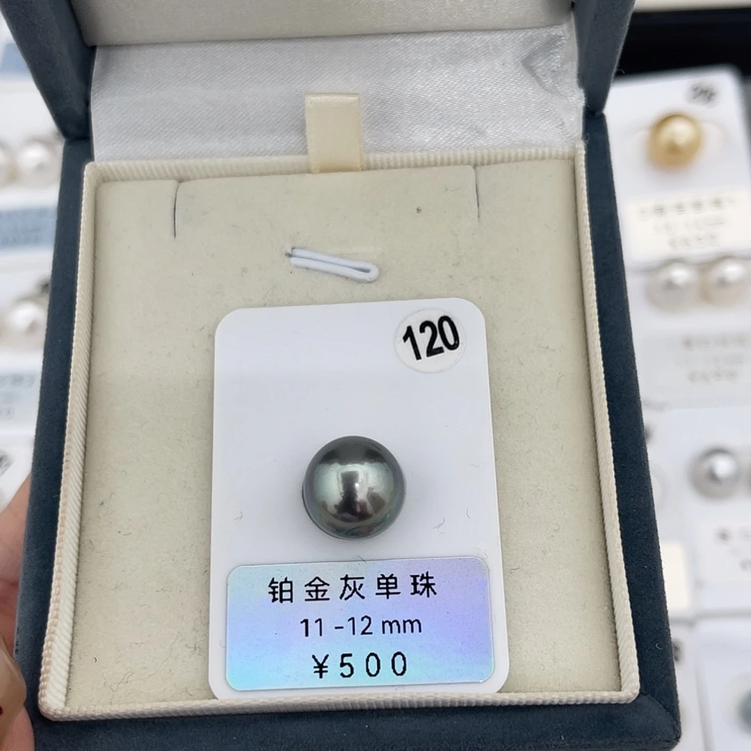 定制海水珍珠未镶嵌裸珠铂金灰11-12