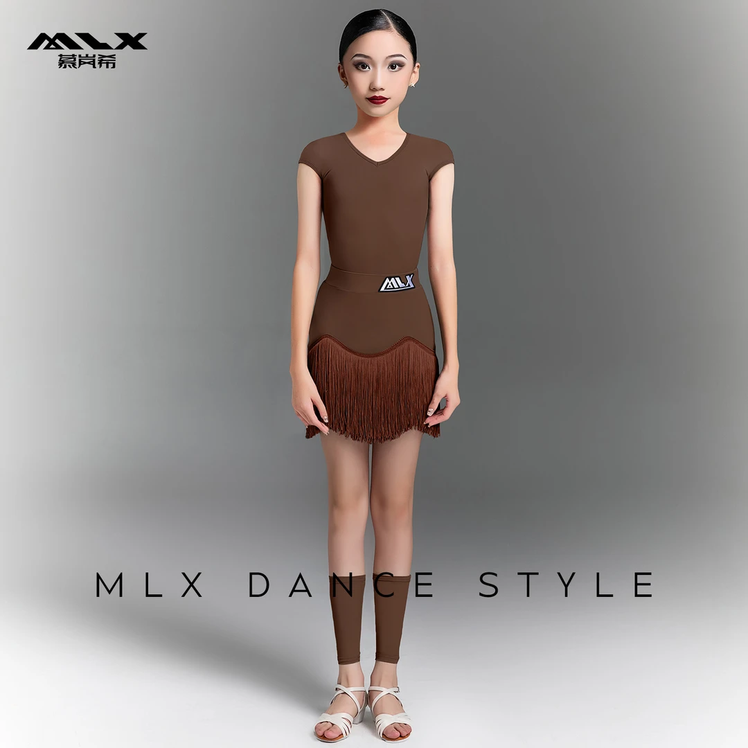 慕岚希【直播福利】8216上衣/8395半身裙儿童拉丁舞练功服套装