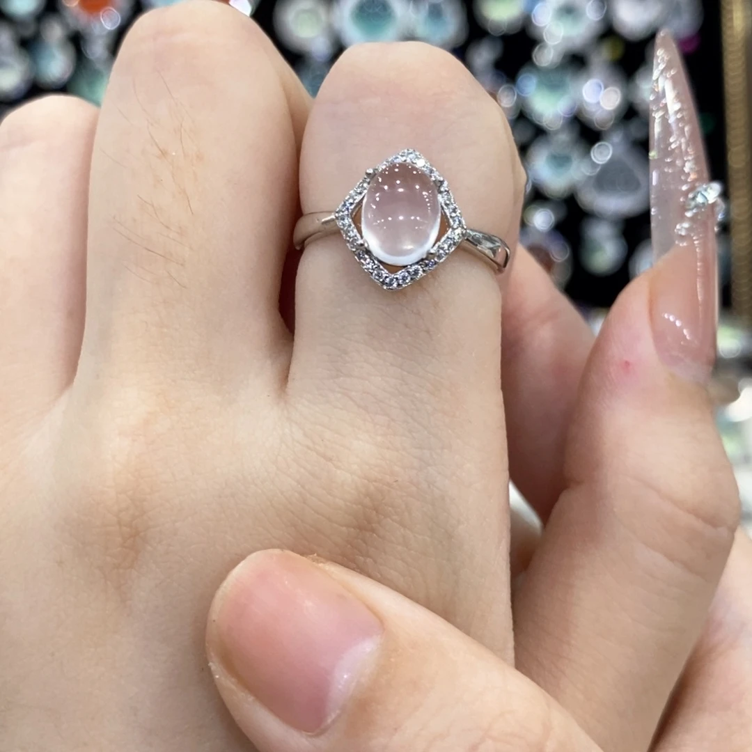 芙蓉石戒指银S925镶嵌