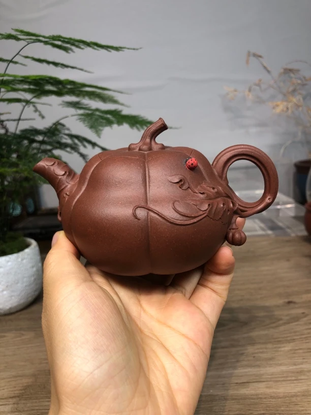 南瓜壶全手工制作红皮龙泥料240cc