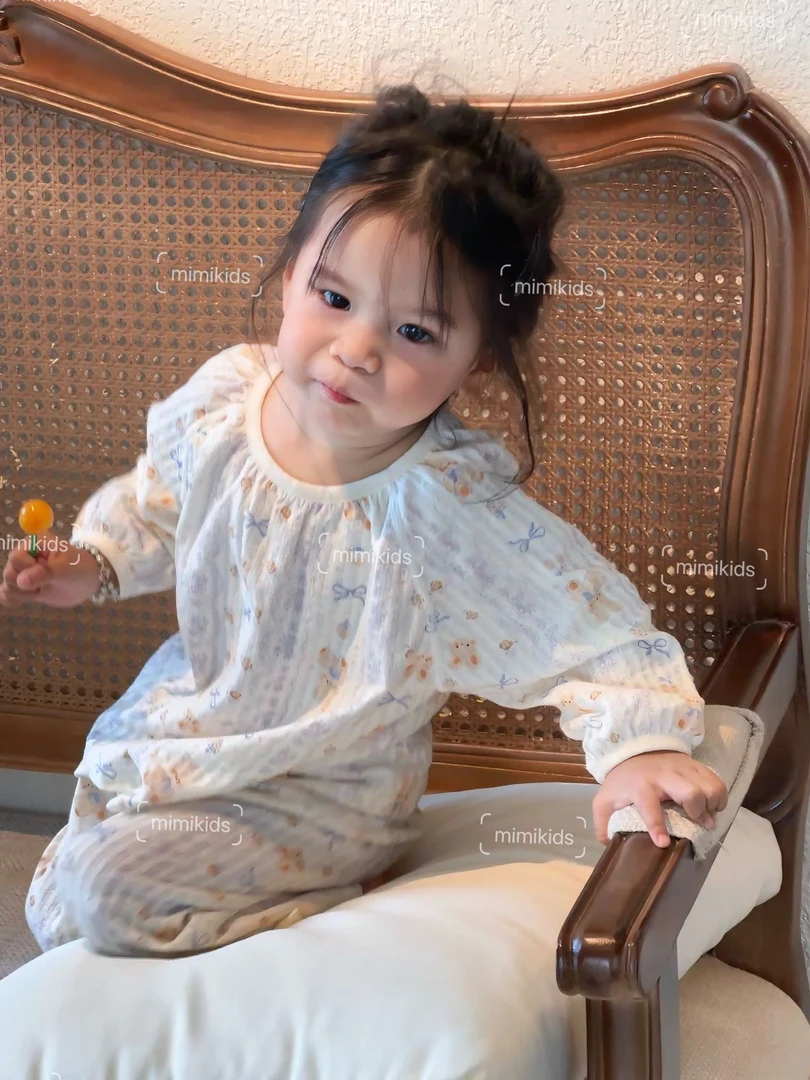 【儿童棉纱家居服】儿童双层棉纱家居服宝宝睡衣套装纯棉男女童