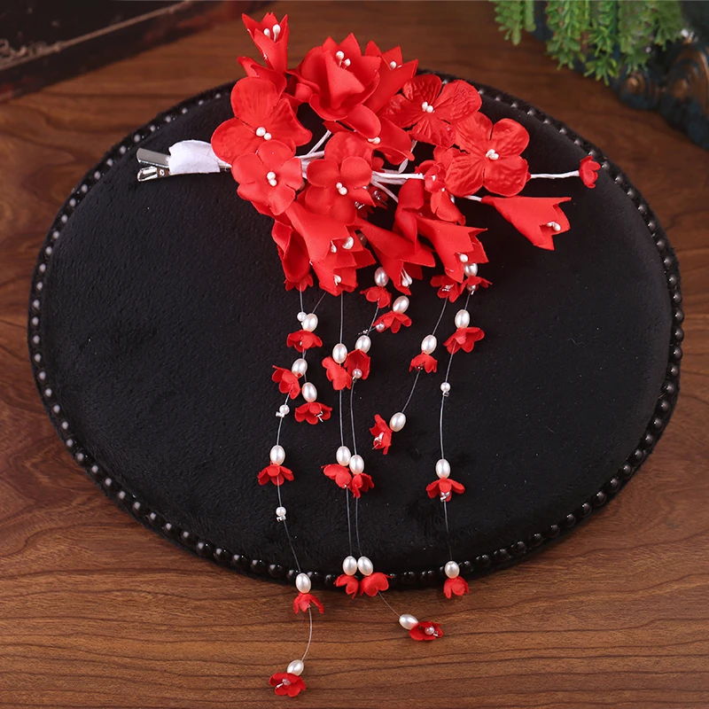 森系超仙公主结婚头饰铃兰花朵手工流苏发夹百搭洛丽塔订婚发饰