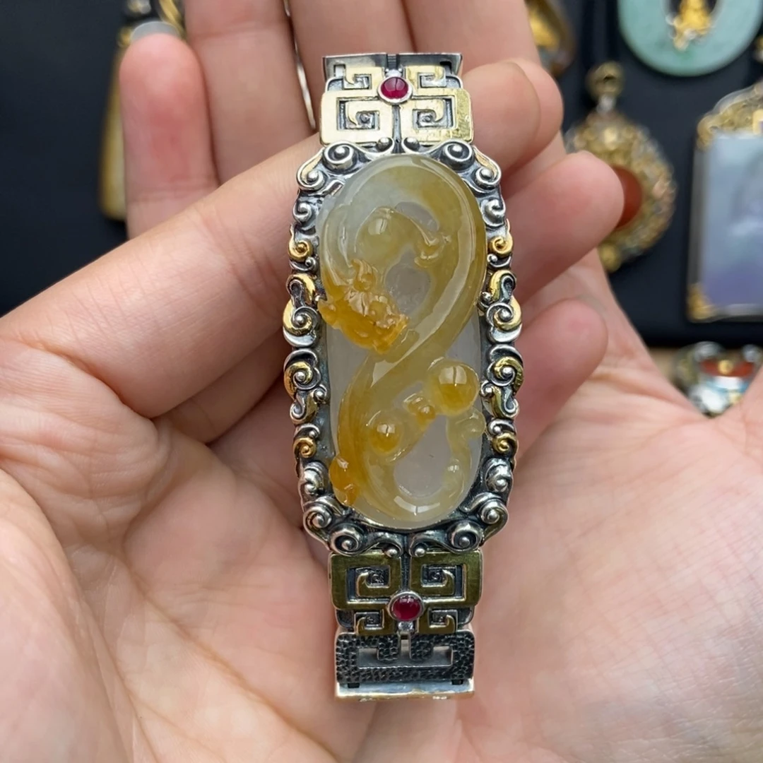 银S925镶嵌手链翡翠