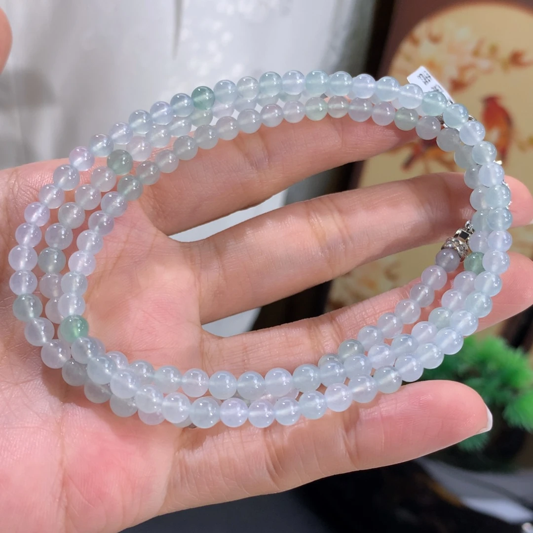 翡翠未镶嵌手串卡4.5冰胶马卡龙项链