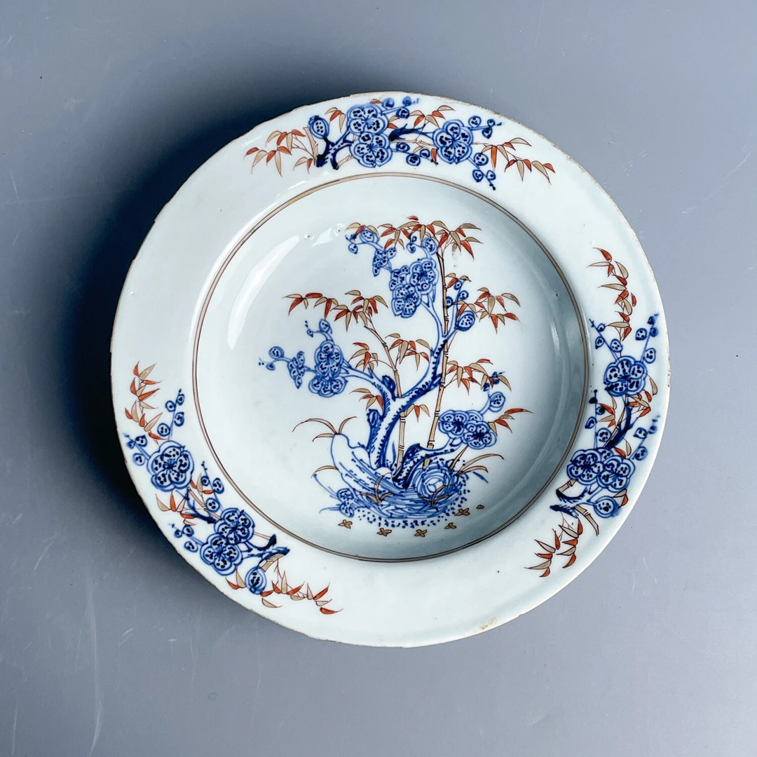M25K6007509 - 清康熙青花加彩竹梅纹盘