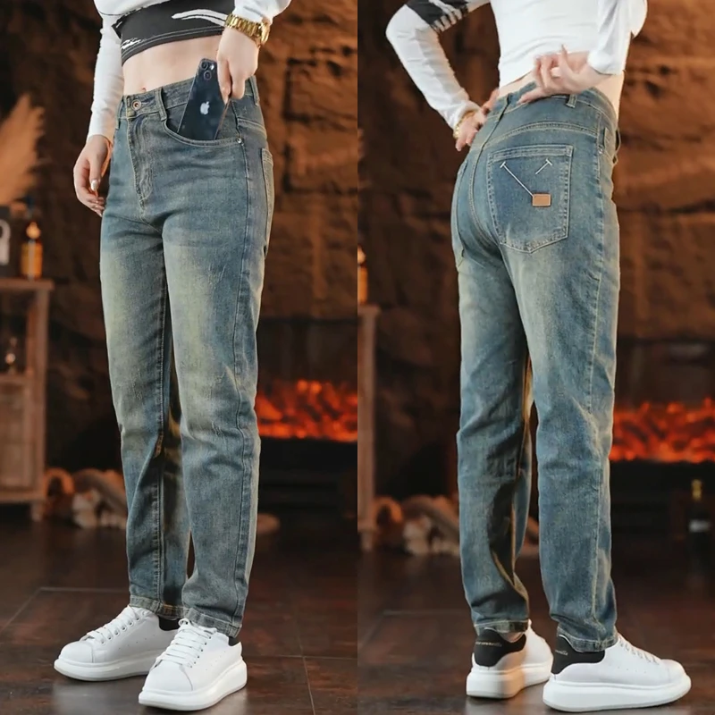 男士牛仔裤春秋季潮流复古裤子弹力新款百搭宽松直筒休闲长裤男款