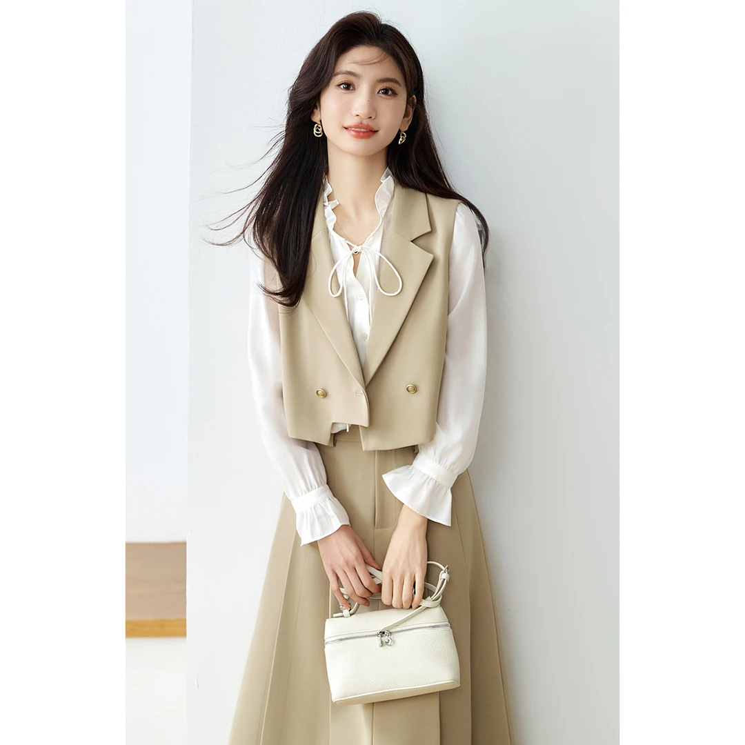 1022【女乔专属】朗文斯汀高级感马甲衬衫两件套DTYG4101C21022