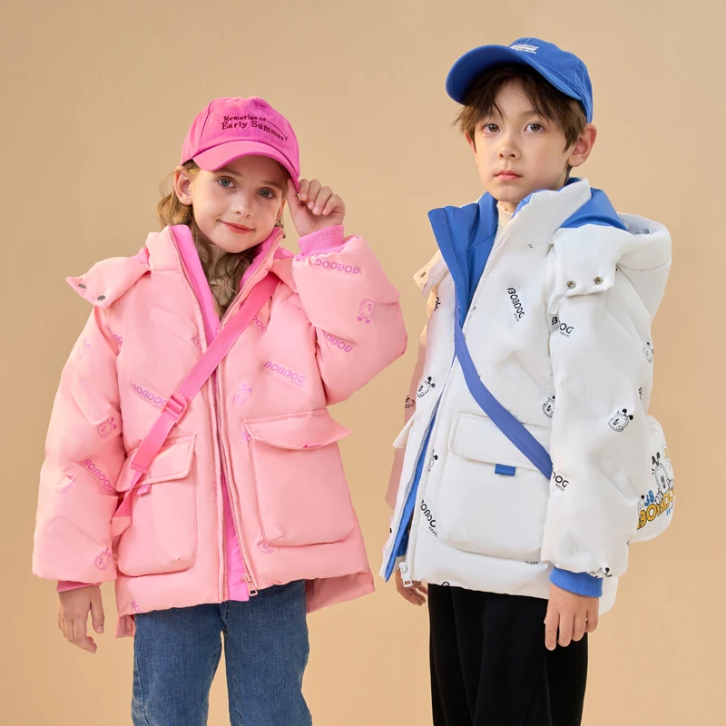 【乐宝清货补贴】品牌儿童加厚连帽羽绒服男女童外套BUX4KYU309
