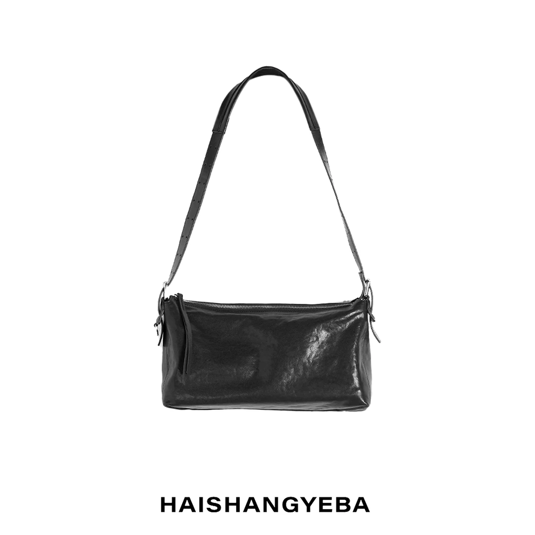 【海上叶爸】新款2025秋冬百搭植鞣牛皮大容量简约单肩包