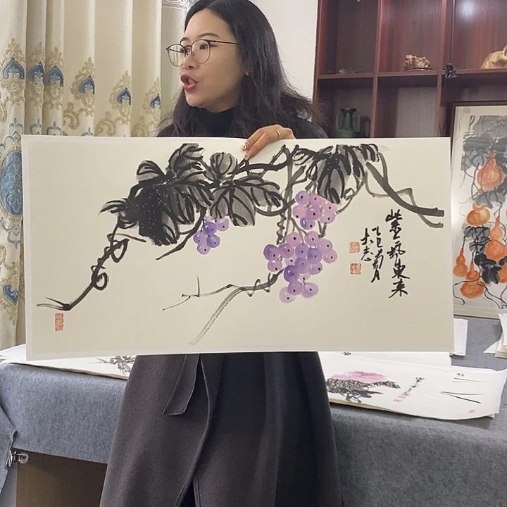 国画纯手绘国画写意作品34*68