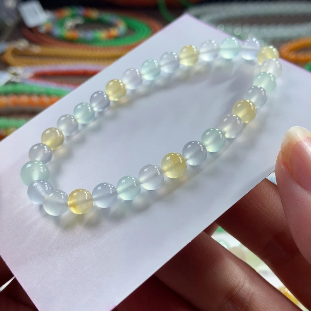翡翠未镶嵌手链翡翠玻璃钢马卡龙卡6+
