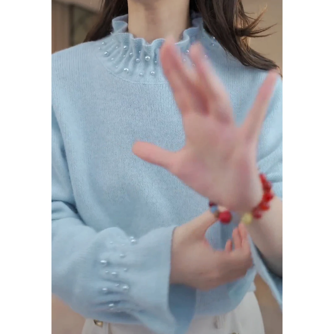 2024秋冬新款钉珠气质内搭针织衫上衣打底衫毛衣LK2500966