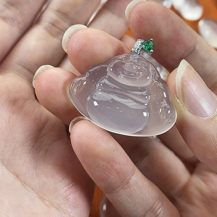 石英质玉银S925镀金镶嵌颈饰