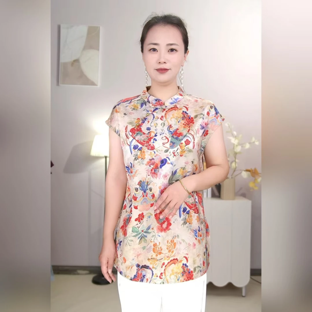 [锦鲤]夏季重磅新中式国风奥黛薄款常规复古时尚飞飞袖上衣