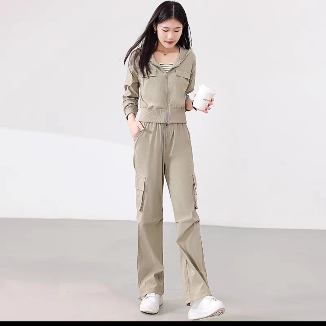 高级感时尚休闲工装套装女2025秋季新款韩系阔腿裤三件套903