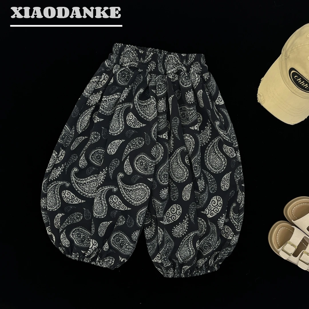 【小蛋壳】儿童夏季韩版时尚薄款冰冰裤灯笼裤蓝腰果洋气防蚊裤长裤