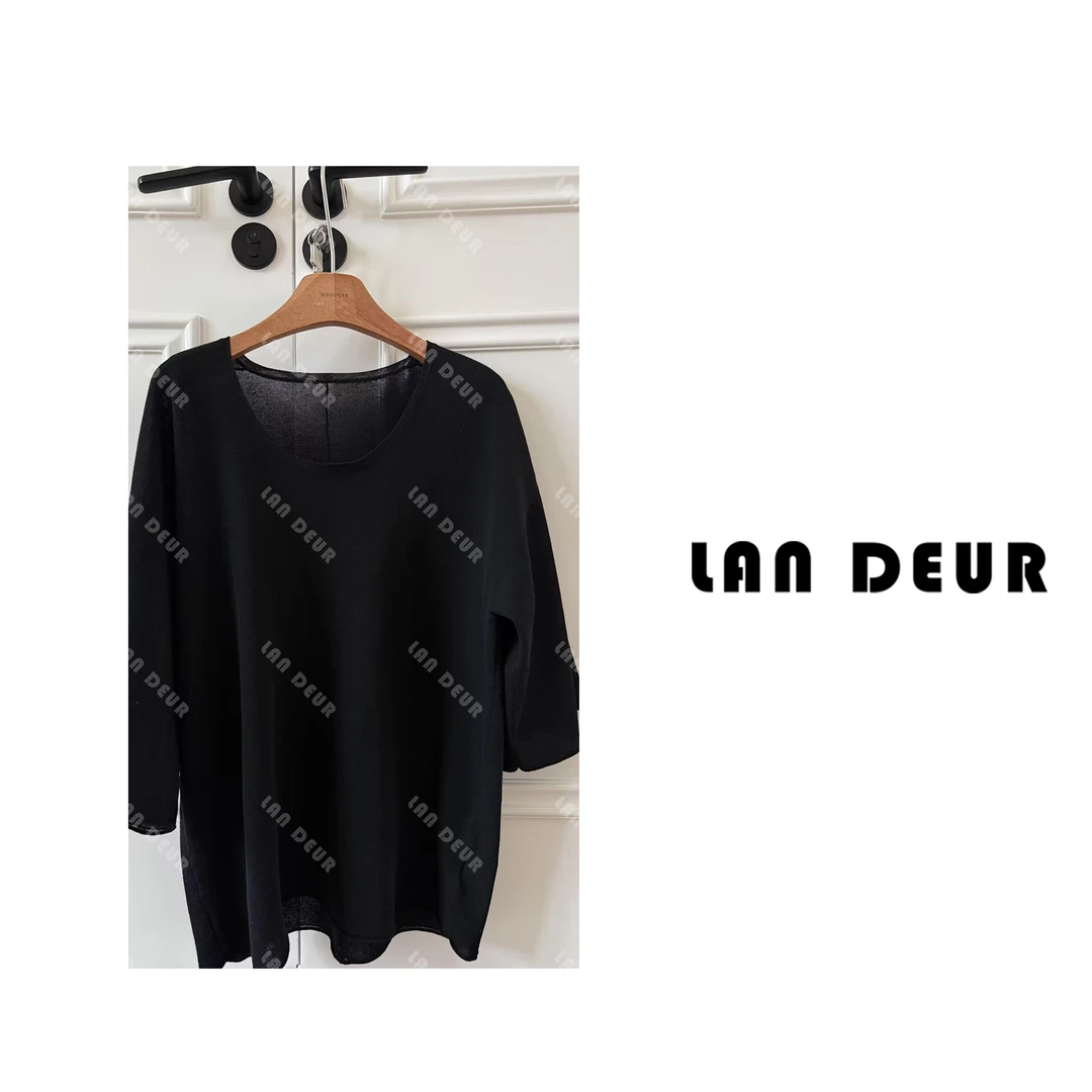 【清风解语】气质时尚休闲宽松圆U领五分针织套头衫女上衣