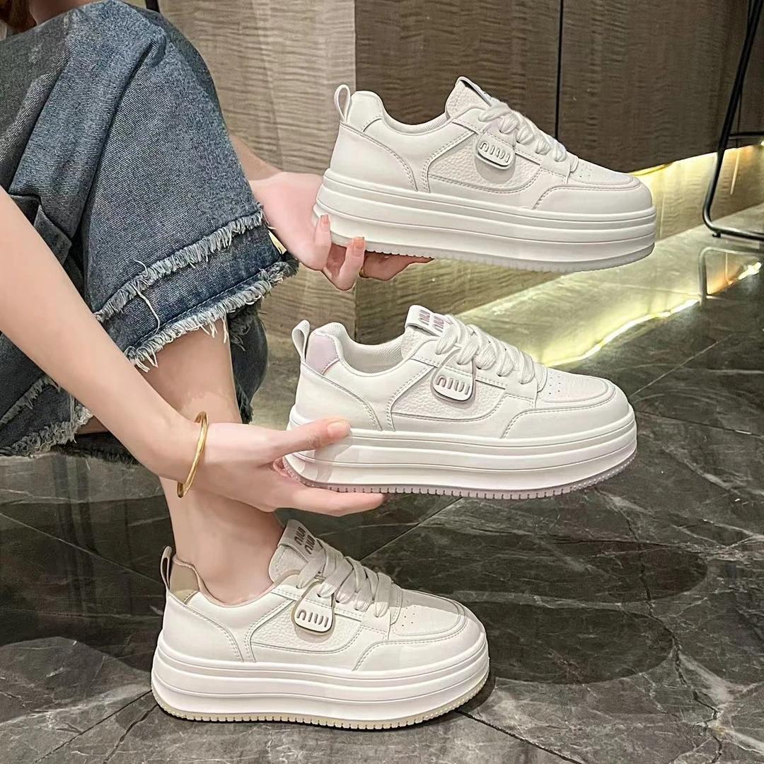 小白鞋厚底板鞋休闲鞋女秋季2025新款百搭单鞋增高鞋ins