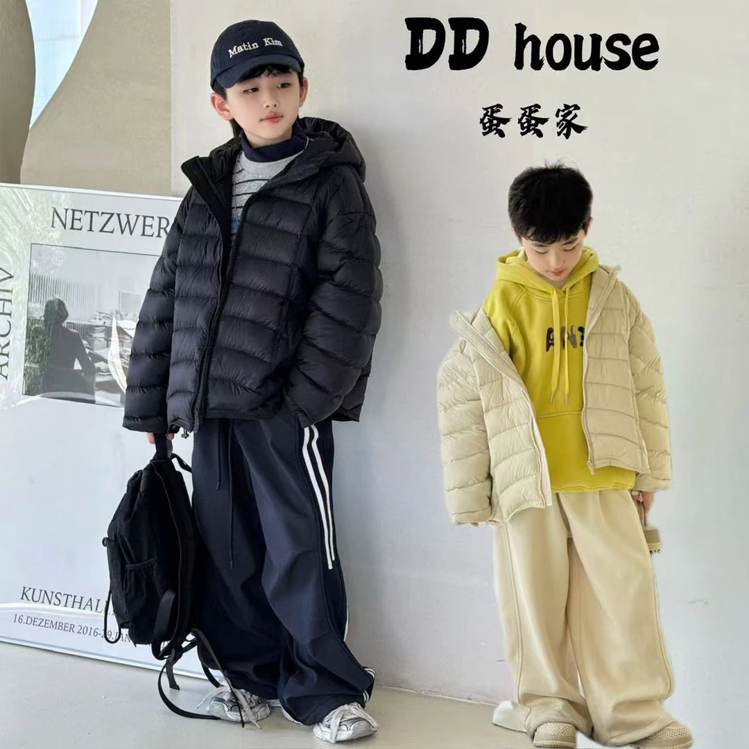 蛋蛋家【温柔攻陷】25205冬季新款儿童米白色连帽棉服外套