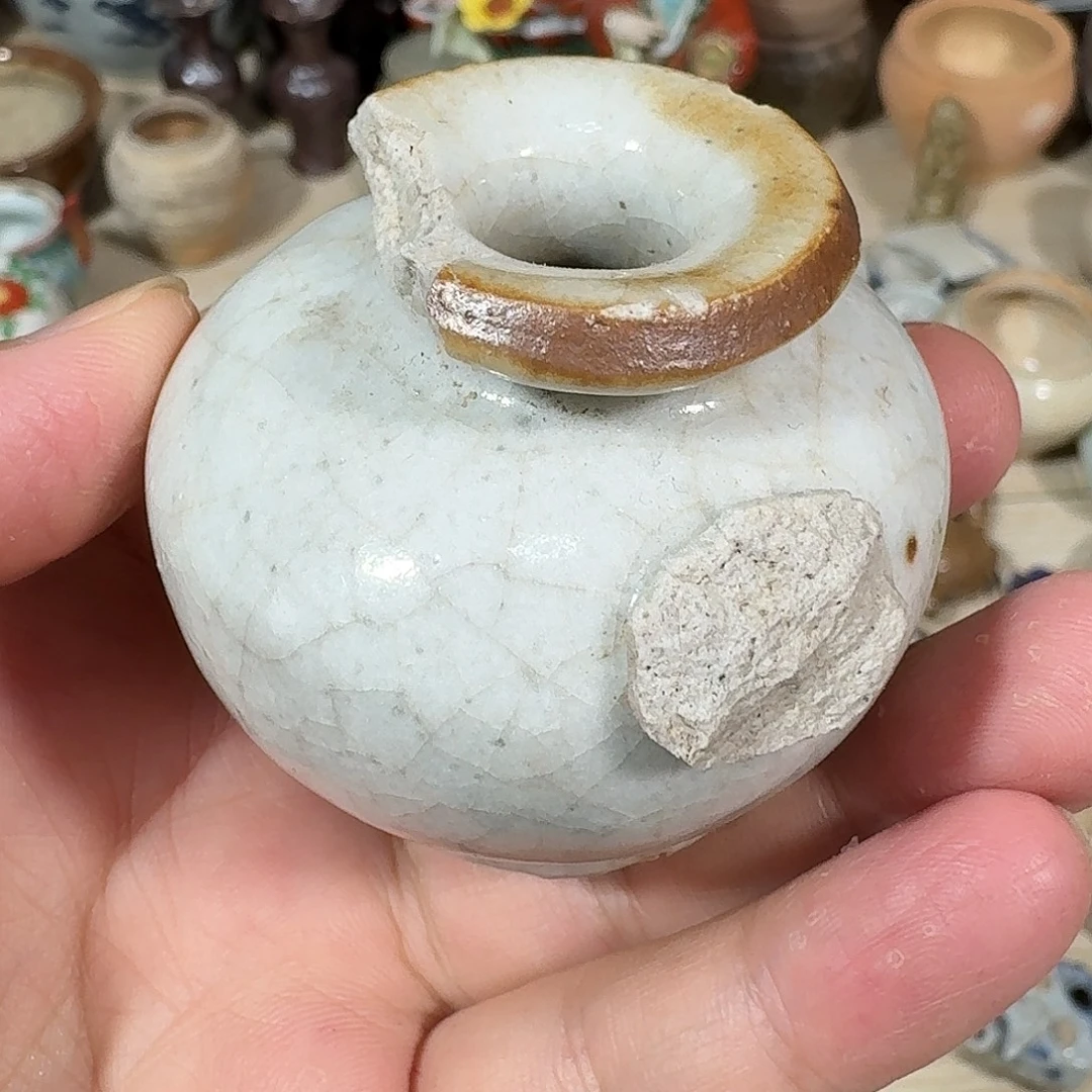 古***堂瓷片哥釉石榴尊，残件，顺丰包邮