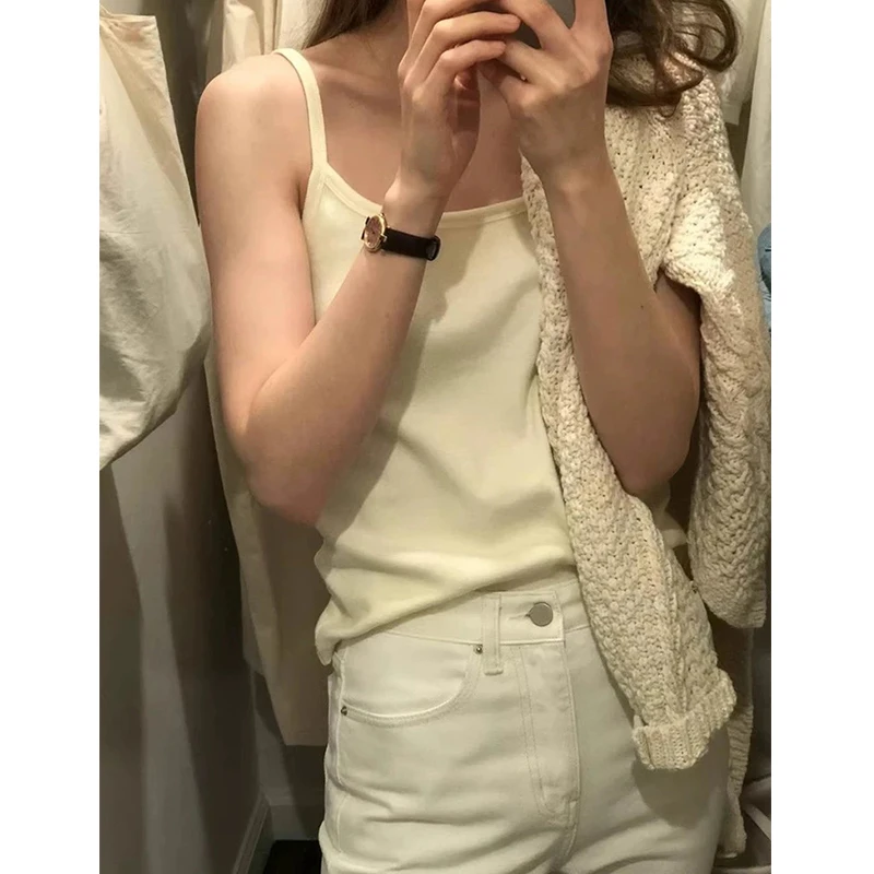 韩国东大门oun*ce 基础百搭弹力针织打底吊带 经典内搭背心夏女