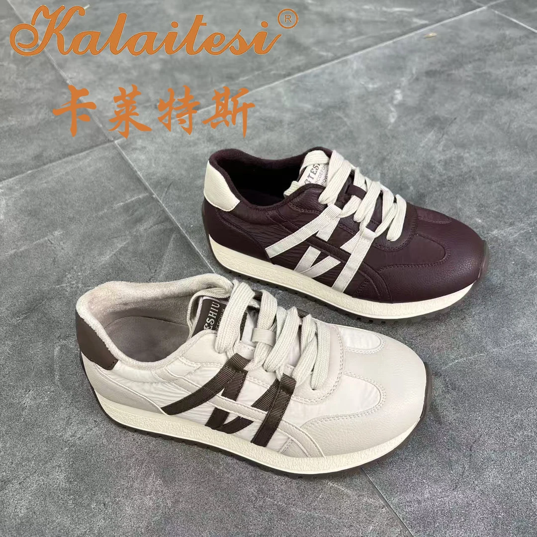 008891-2简约kalaitesi冬季新款2025年透气时尚百搭加绒德训鞋女