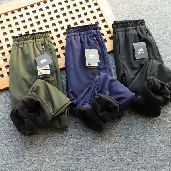 外贸男士加绒加厚户外弹力防风防水冲锋裤保暖秋冬软壳裤1643