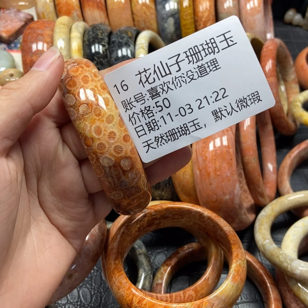 喜***理硅化珊瑚（珊瑚玉）未镶嵌珠宝半成品16