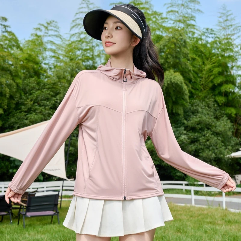 【冰皮3.0升级版双拉链网纱款】抽绳防晒衣女防紫外线连帽户外XLZ