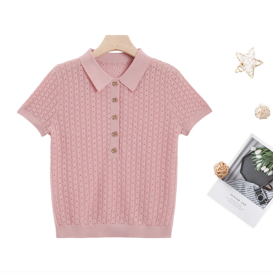清凉透气 莱赛尔天丝2025夏季新款短袖POLO领针织衫女上衣百搭显