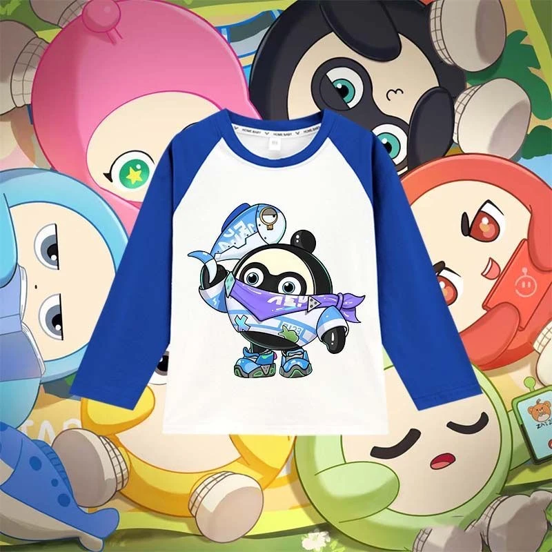 蛋仔派对男童纯棉T恤2025新款儿童男宝宝秋季蛋仔长袖上衣t恤女童