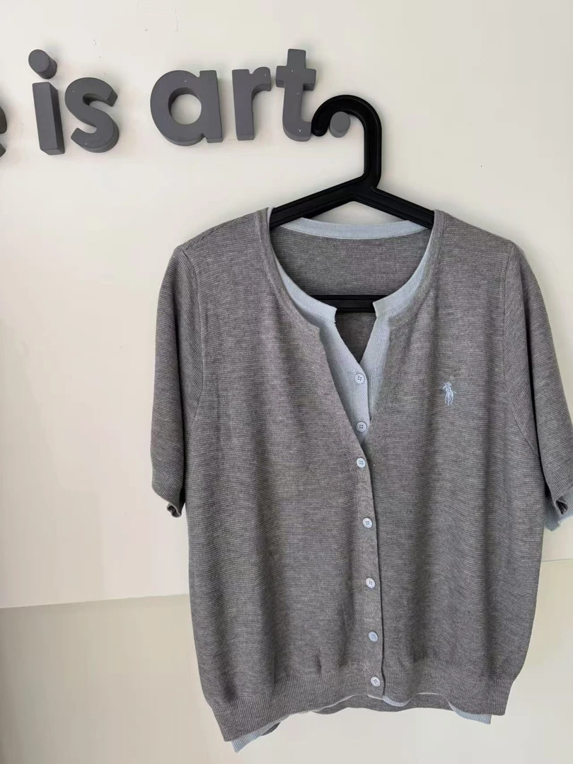 CJ双层领假两件开衫短袖