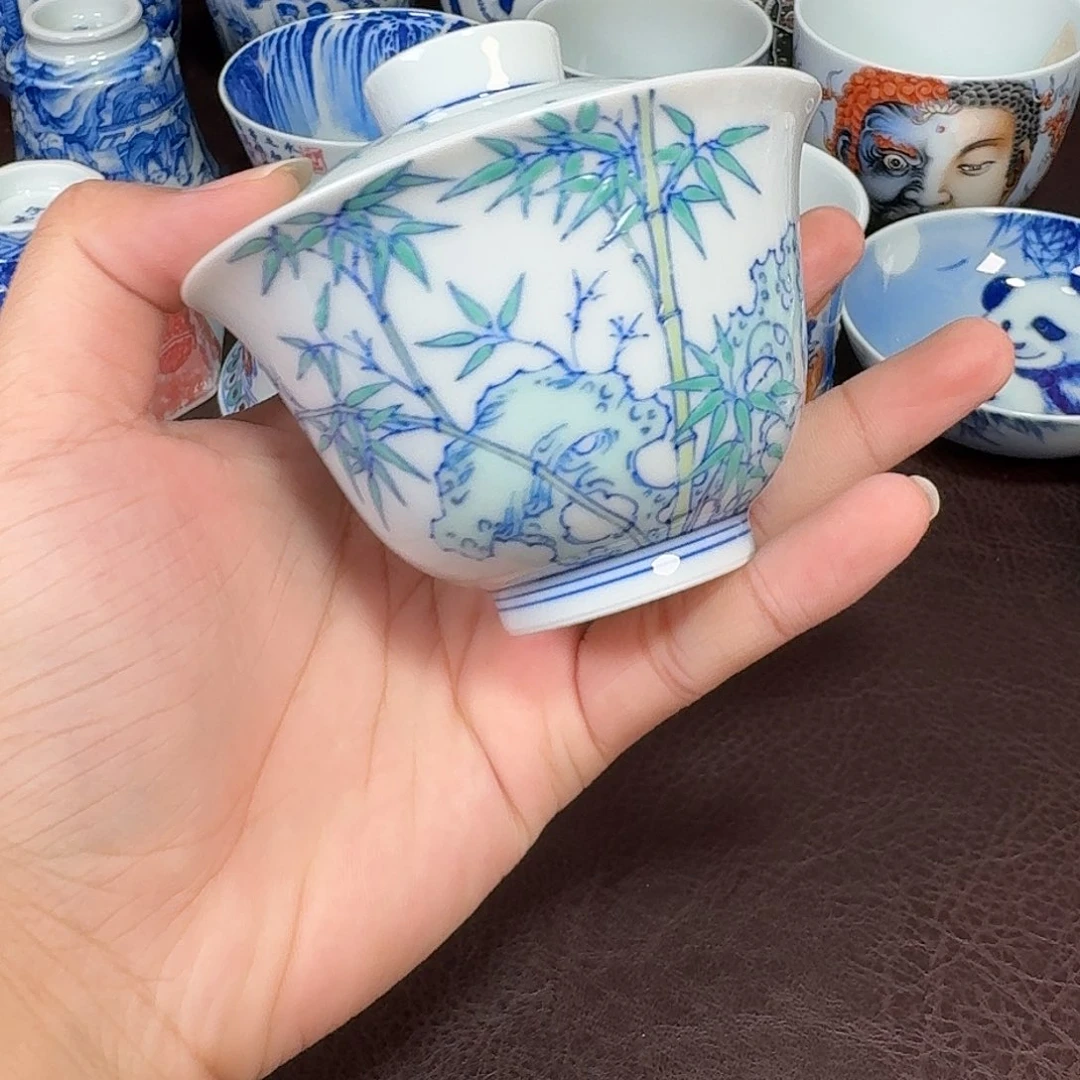 现代景德镇陶瓷盖碗