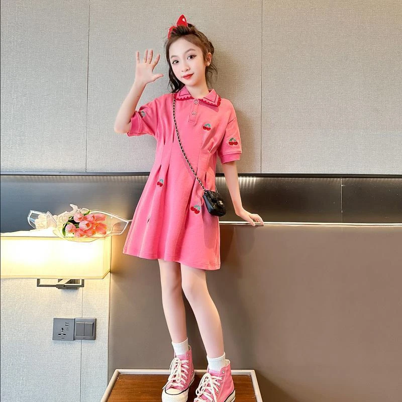 女童连衣裙夏季2025新款中大童甜美A字裙小个子夏装休闲Polo裙子