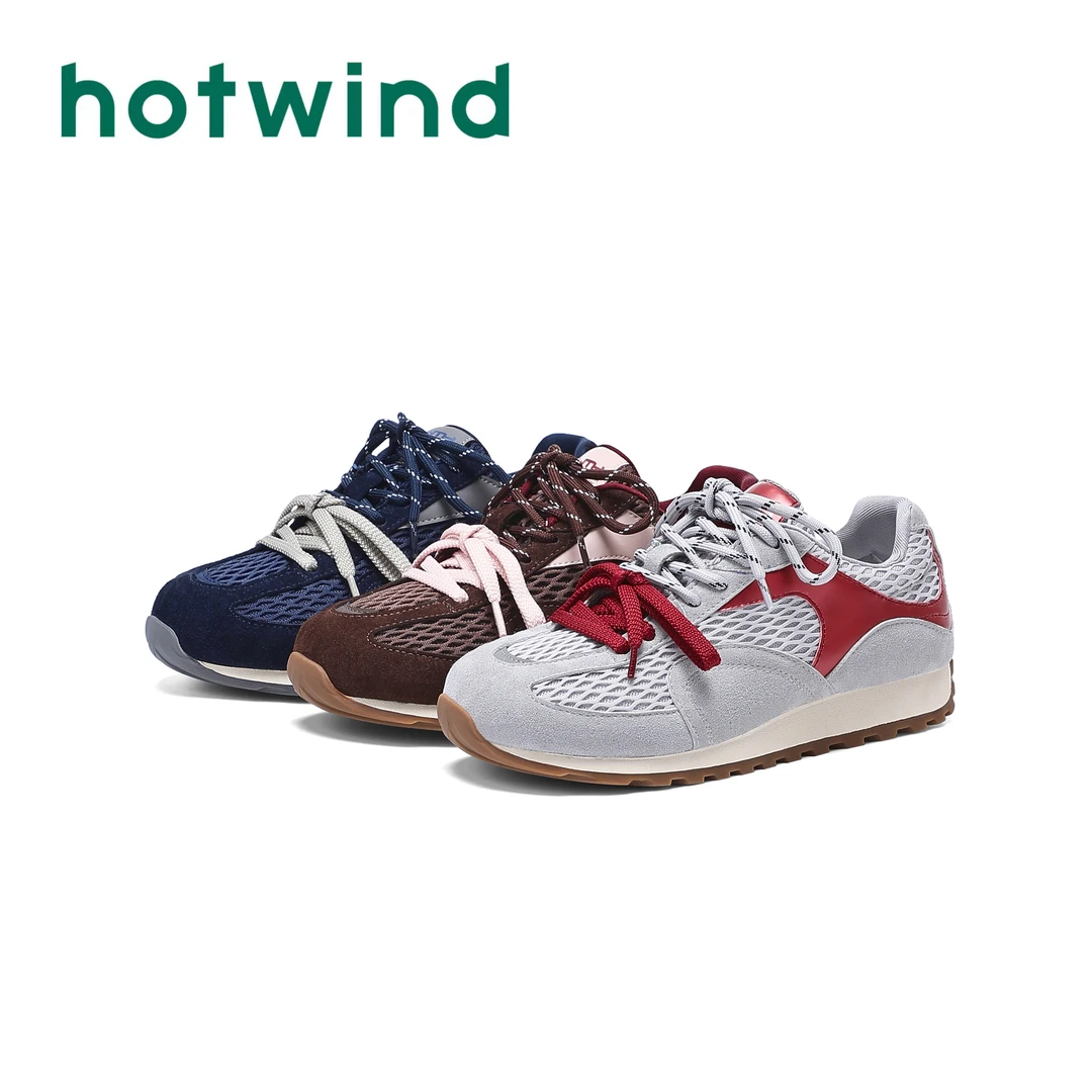 Hotwind/热风2025秋季时尚复古街头运动女休闲鞋新款拼色德训鞋