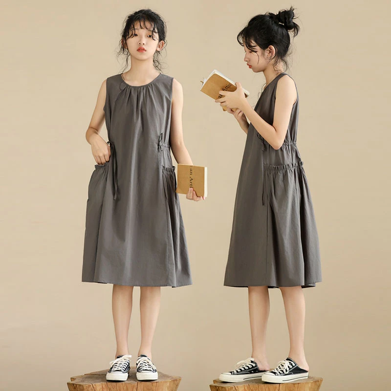 女童连衣裙夏季无袖2025新款中大儿童洋气轻奢小众高端纯棉背心裙