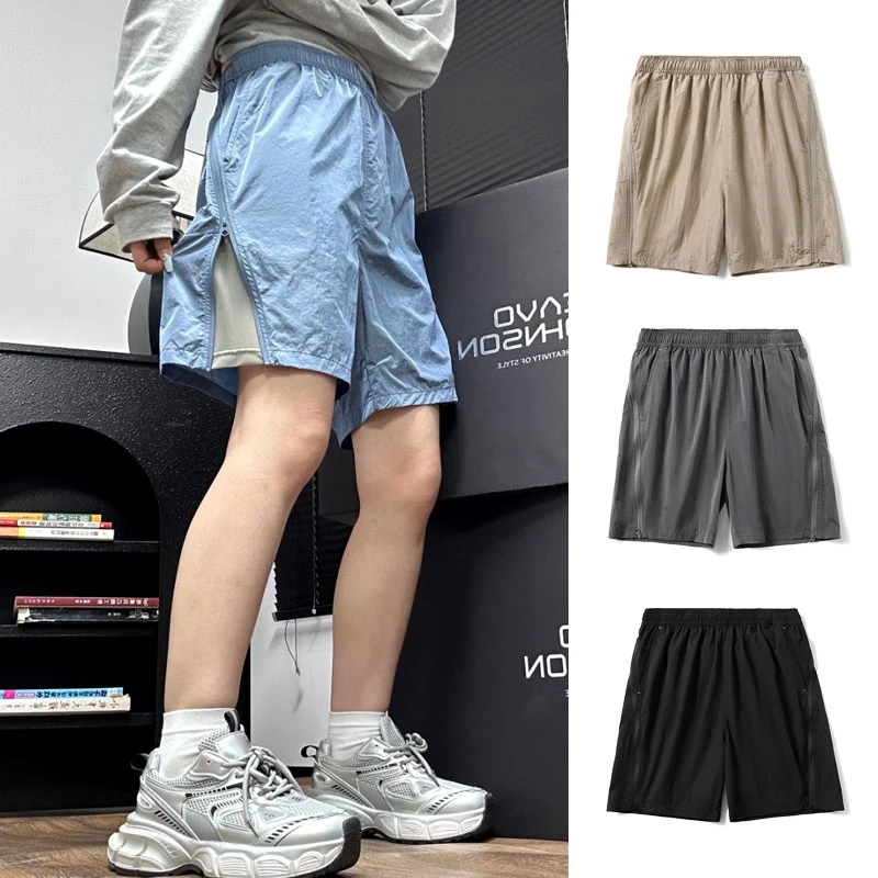 薄如蝉翼 夏季情侣薄款透气拉链设计运动休闲速干男士五分裤短裤