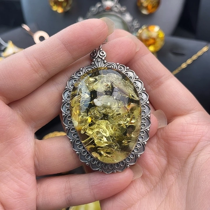 琥珀银S925镶嵌裸石