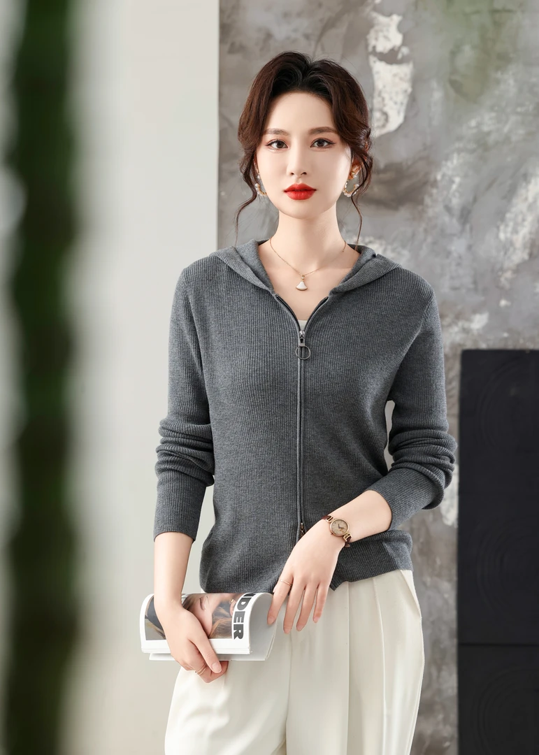 【芬芬姐专属】双头拉链连帽轻奢百搭时尚女款针织衫设计师款