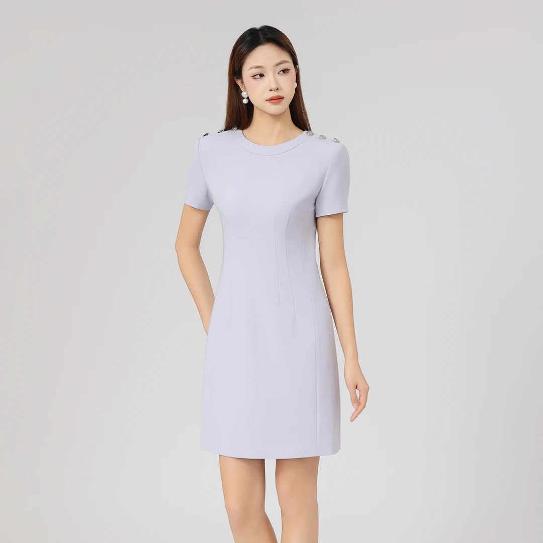 AMASS/阿玛施新款气质铆钉中长裙时尚设计款收腰连衣裙5500457