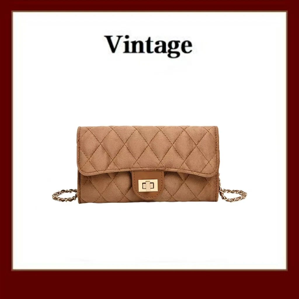 【中古】秋冬新款小香风萎格链条包多卡位单肩斜挎小包