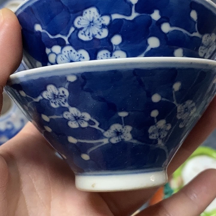 南*丶青花杯子一对，青花杯